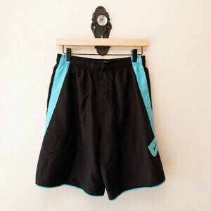 Nike Black Athletic Shorts Mens M Mesh Lined Velcro Pocket Y2K Swoosh Gym 9”